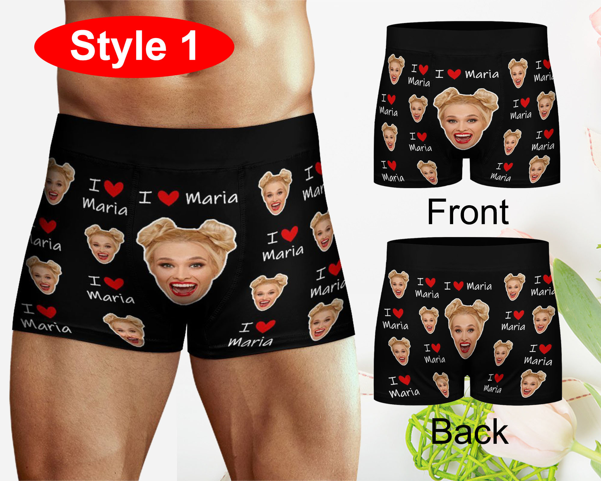 Custom Men Boxer Briefs, Custom Underwear Men, Anniversary Gift for Him, Personalized Face Men