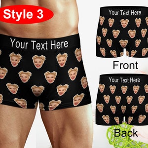 Personalized Face Boxer with Text Name, Custom Men Boxer Briefs, custom underwear men, Birthday Gift for Him, Personalized Face Men Boxer image 4