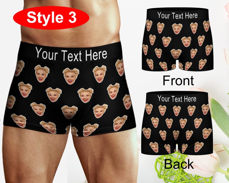 Personalized Face Boxer with Text Name, Custom Men Boxer Briefs, custom underwear men, Birthday Gift for Him, Personalized Face Men Boxer image 4