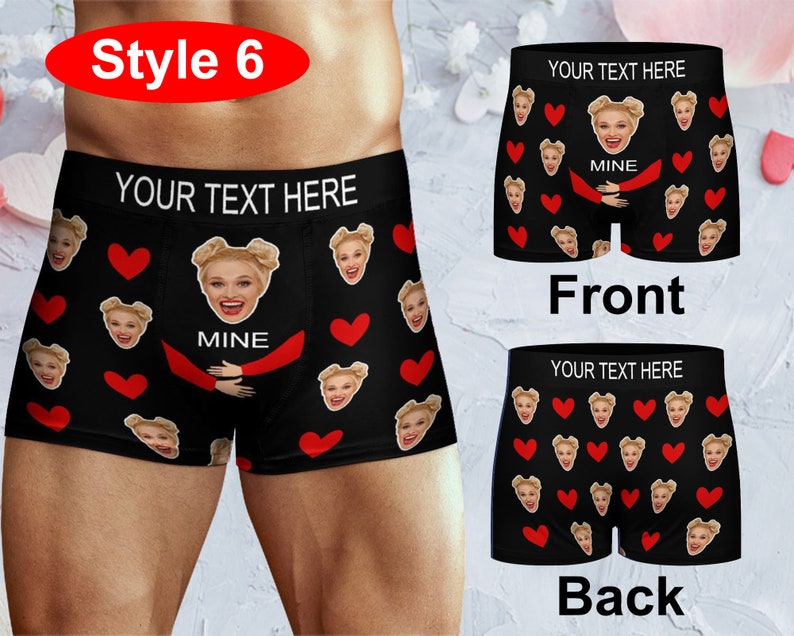 Personalized Face Boxer with Text Name, Custom Men Boxer Briefs, custom underwear men, Birthday Gift for Him, Personalized Face Men Boxer image 7