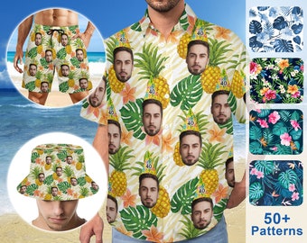 Custom Face Hawaiian Shirt for Birthday Party, Dog Hawaiian shirt, Hawaii Shirt for Men, Personalized Hawaiian Shirt, Custom Tropical Shirt