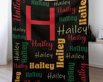 Custom Blanket with Name, Monogrammed Blanket Gift for Boy Girl,Birthday/Christmas/Shower Gift for Baby Newborns, Personalised Throw Blanket