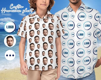 Chemise hawaïenne personnalisée avec logo, chemise hawaïenne homme femme enfant, chemise hawaïenne pour homme, chemise hawaïenne personnalisée, chemise de fête personnalisée