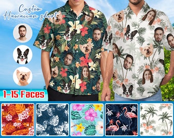 Custom Hawaiian Shirt with Face, Tropical Shirt for Bachelorette Birthday Party,Dog Hawaiian shirt,Personalized Hawaiian Shirt Men Women Kid