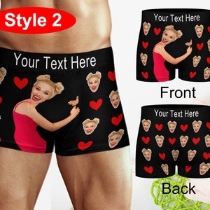 Personalized Face Boxer with Text Name, Custom Men Boxer Briefs, custom underwear men, Birthday Gift for Him, Personalized Face Men Boxer image 3