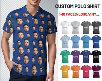 Custom Polo Shirt with Face, Custom Golf shirt, Personalized Short Sleeve Golf Shirt with Fsce, Custom Polo Shirt for Boss Birthday, Company
