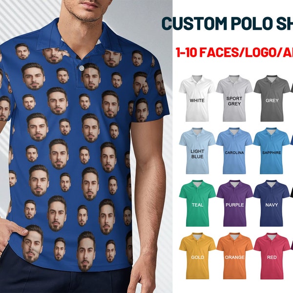 Custom Polo Shirt with Face, Custom Golf shirt, Personalized Short Sleeve Golf Shirt with Fsce, Custom Polo Shirt for Boss Birthday, Company