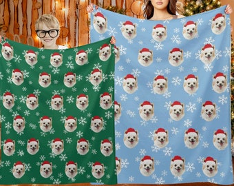 Personalized Christmas Blanket with Face, Custom Blanket with Picture, Custom Face Blanket,Personalised Throw Blanket,Custom Dog Cat Blanket