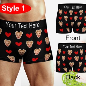 Personalized Face Boxer with Text Name, Custom Men Boxer Briefs, custom underwear men, Birthday Gift for Him, Personalized Face Men Boxer image 2