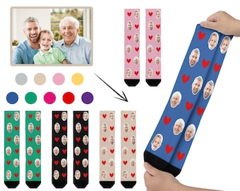 Custom Face Socks for Dad Mom, Custom 1-6 Faces, Personalised Socks with Faces Photo Picture, Custom Socks for Men Women, Funny Face Socks
