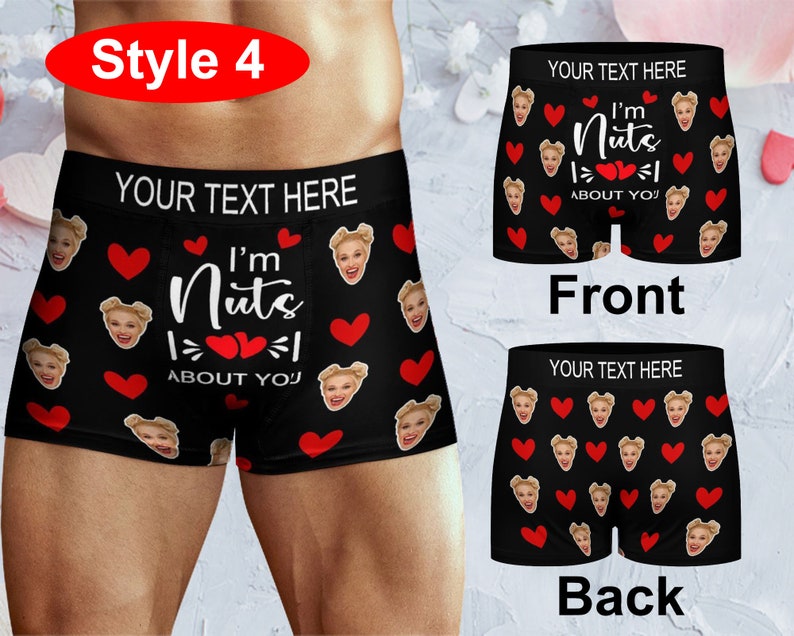 Personalized Face Boxer with Text Name, Custom Men Boxer Briefs, custom underwear men, Birthday Gift for Him, Personalized Face Men Boxer image 5