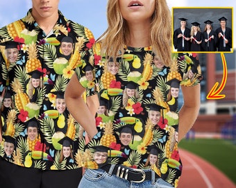 Custom Graduation Hawaiian Shirt with Face, Men Women Hawaiian shirt, Graduation Shirt Unisex, Graduation Shirts 2024, Custom Party Shirt