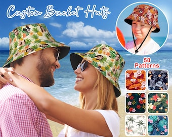 Custom Bucket Hats for Bachelorette Party, Custom Hawaiian Hats, Personalized Summer Hats for Kid, Personalized Fisherman Hats, Custom Hats