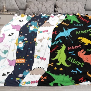 Personalized Dinosaur blanket for baby, Personalized Dino Blanket, Name Blanket kids,birthday gift, Custom Blanket with Name, Birthday gits