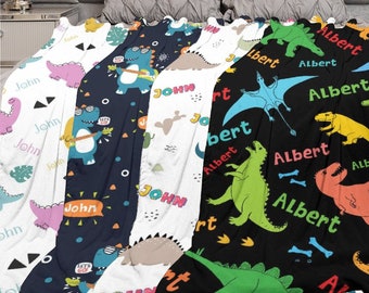 Personalized Dinosaur blanket for baby, Personalized Dino Blanket, Name Blanket kids,birthday gift, Custom Blanket with Name, Birthday gits