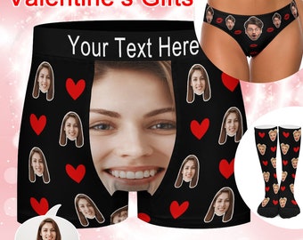 Custom Men Boxer with Photo Face Picture, Personalized underwear men, Custom Women Thong Panties, Personalized Face Boxer, Valentine's Day