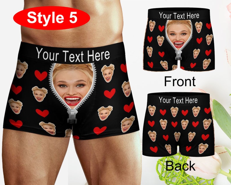 Personalized Face Boxer with Text Name, Custom Men Boxer Briefs, custom underwear men, Birthday Gift for Him, Personalized Face Men Boxer image 6