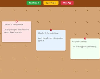 The Writer's Cork Board HTML app
