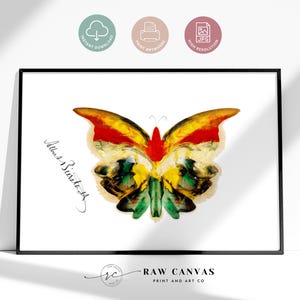 Yellow Butterfly Digital Print | Digital Download, Nature Art Printable, Instant Download, Vintage Butterfly Art, Colorful Botanical Print