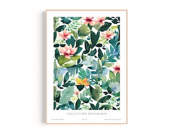 Watercolor Botanical Leaf Print: Modern Green Home Decor (Digital Download)