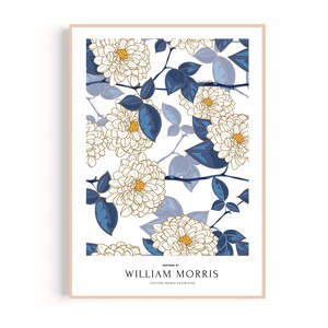 William Morris Wall Art | Blue Floral Botanical Wall Art | Vintage Flower Poster | Navy Home Decor | Digital Download