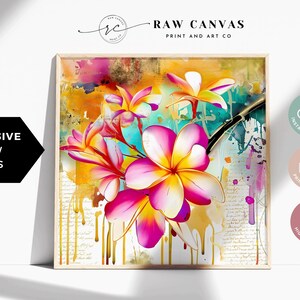 Floral Abstract Digital Print | Colorful Plumeria Wall Art | Modern Boho Watercolor Painting | Printable Art | Instant Download, Modern art