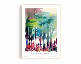 Vertical Forest Watercolor Print | Modern Heritage Abstract Tree Wall Decor (Digital Download)