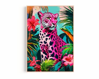Pink Leopard Jungle Print: Bold Tropical Wall Art (Digital Download)