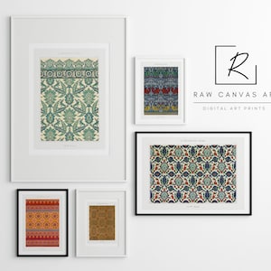 Gallery Wall Set of 5 Vintage Arabian Pattern Prints | Emille Prisse D&#39;Avennes, Arabian Pattern, Digital Download, Arabian Wall Art