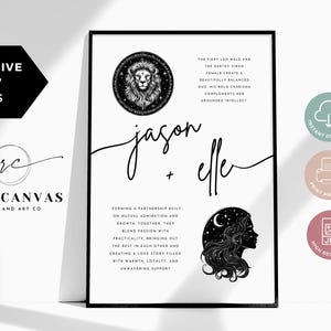 Custom Zodiac Compatibility Print | Digital Download Wall Art | Personalized Astrology Poster for Couples | A5, A4, A3 Printable Decor