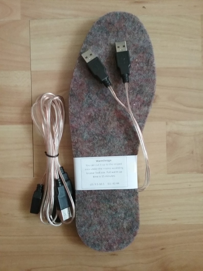USB heated felt insoles