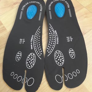 Tabi orthopedic leather insoles for jika tabi boots, Air comfort system for tabi shoes, tabi pumps and slippers - Japanese gift