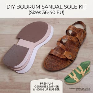Kit de suelas de cuero para la fabricación y reparación de calzado, kit para sandalias DIY, material de suela de goma (EU 36-40)