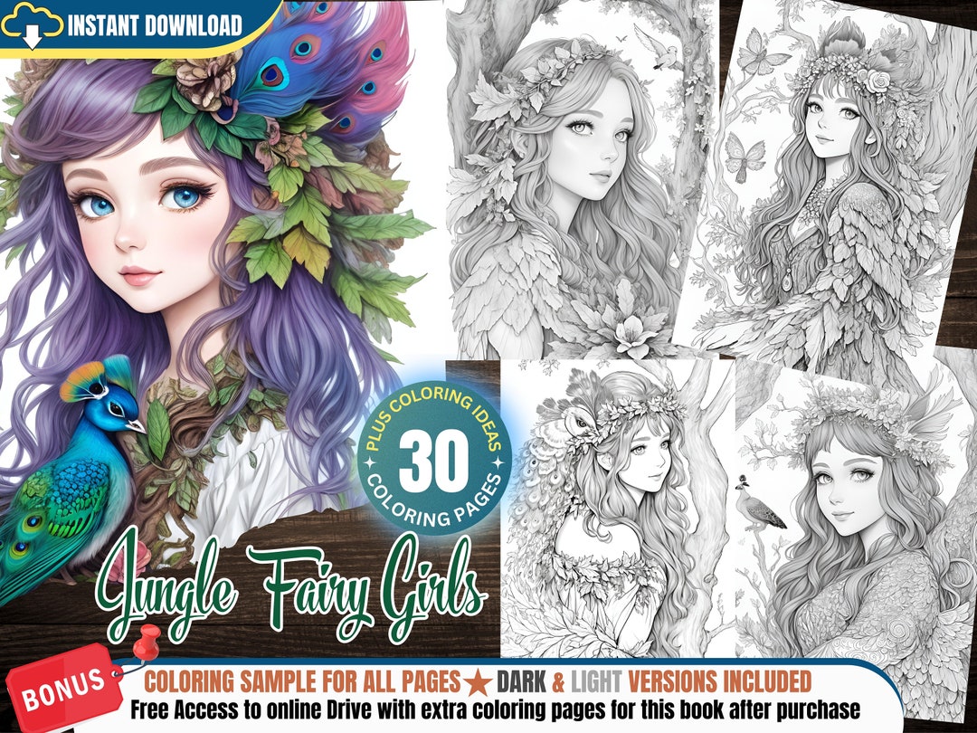 30 Jungle Fairy Girls Coloring Pages + 30 Coloring Ideas Printable