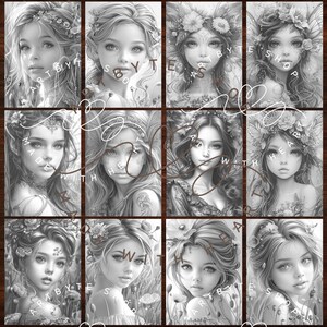 Pu&ograve; includere: Un set di 12 pagine da colorare stampabili in bianco e nero con illustrazioni di fate con corone floreali e dettagli intricati. Le pagine sono intitolate "Made with the Heart" e "Art by Tess Shop".
