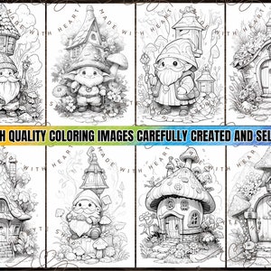 50 Whimsical Gnome Homes Coloring Pages for Kids and Adults - Instant