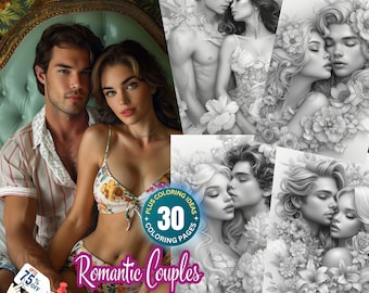 Romantic Couples - 30 Sexy Coloring Pages for Adults Instant Download Grayscale  Sexy Coloring Book Printable PDF Sensual Sexy Girls JPG PDF