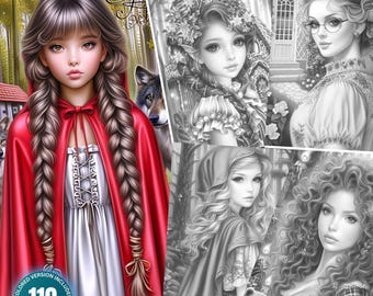 Enchanted Forest Fairy Tales: 110 Coloring Pages- Digital Download Printable PDF - Adult Coloring Pages Magical Fantasy Art Instant Download