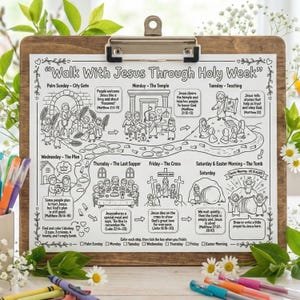 Holy Week Coloring Page Printable, Walk with Jesus | Christian Easter Activity for Kids, Sunday School Lesson, PDF Digital Instant Download