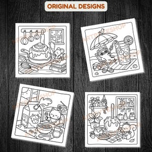 45 enkla och djärva målarbilder med söta kläder, avslappnande kawaii-mat digitala sidor, utskrivbara söta desserter för vuxna JPG digitalt bild 14