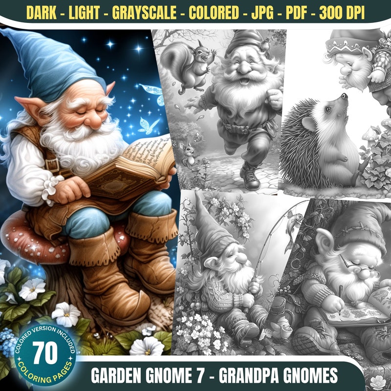 Garden Gnome Coloring Sheet - Etsy