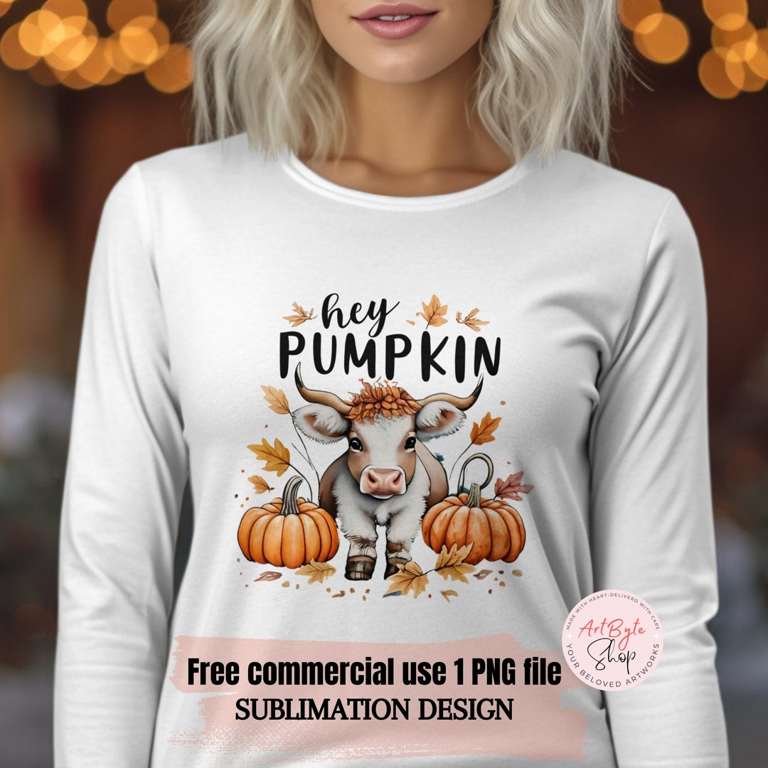 Hey Pumpkin PNG Sublimation Design Digital Download, Cute Highland Cow ...