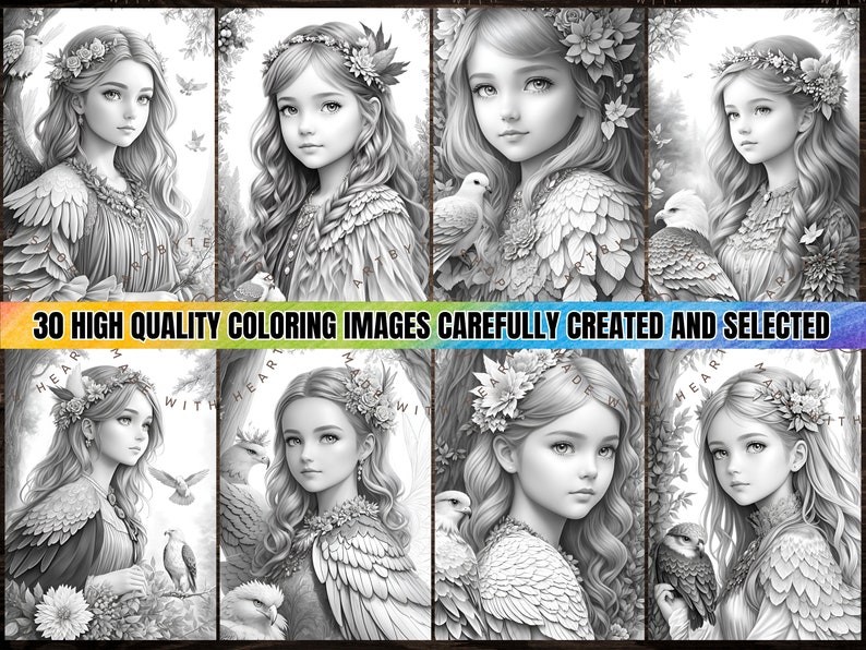 30 Whimsical Woodland Fairy Girls (book 2) Coloring Pages+30 Coloring ...