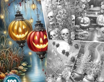 幽霊が出る植物園の塗り絵（PDF）、ゴシックガーデンのデジタルダウンロード、不気味な花の大人向け塗り絵、ダークアカデミアの印刷可能