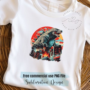 Godzilla Attack PNG File | High-Quality Artwork for Crafts and Projects PNG Sublimation Design Godzilla PNG Gift Digital Download