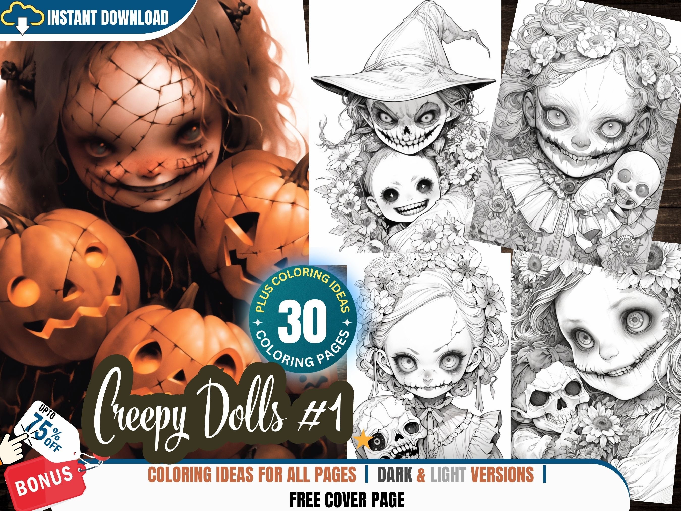 Creepy Dolls 1 30 Coloring Pages for Adults and Kids - Etsy