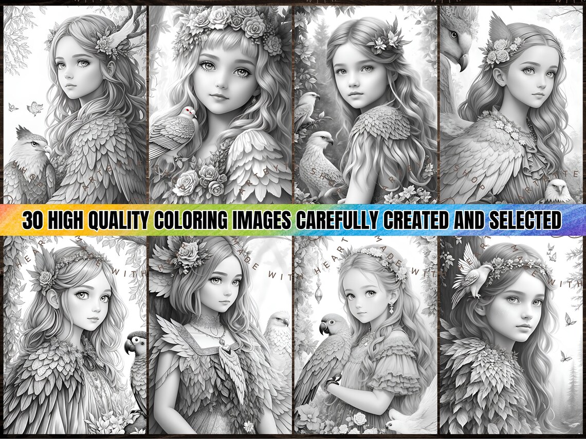 30 Whimsical Woodland Fairy Girls (book 2) Coloring Pages+30 Coloring ...