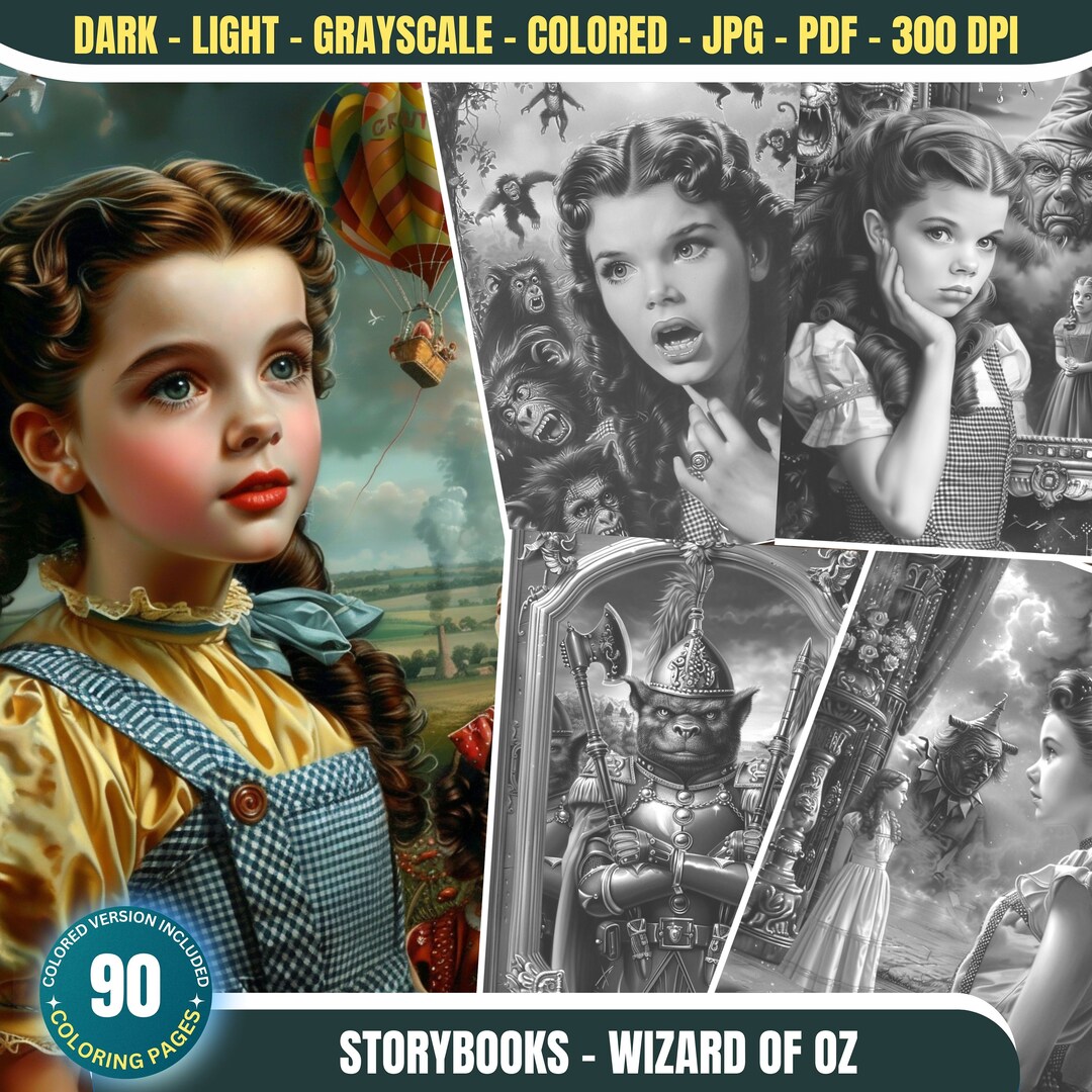 Storybooks - Wizard of Oz : 90 Coloring Pages for Adults and Kids ...