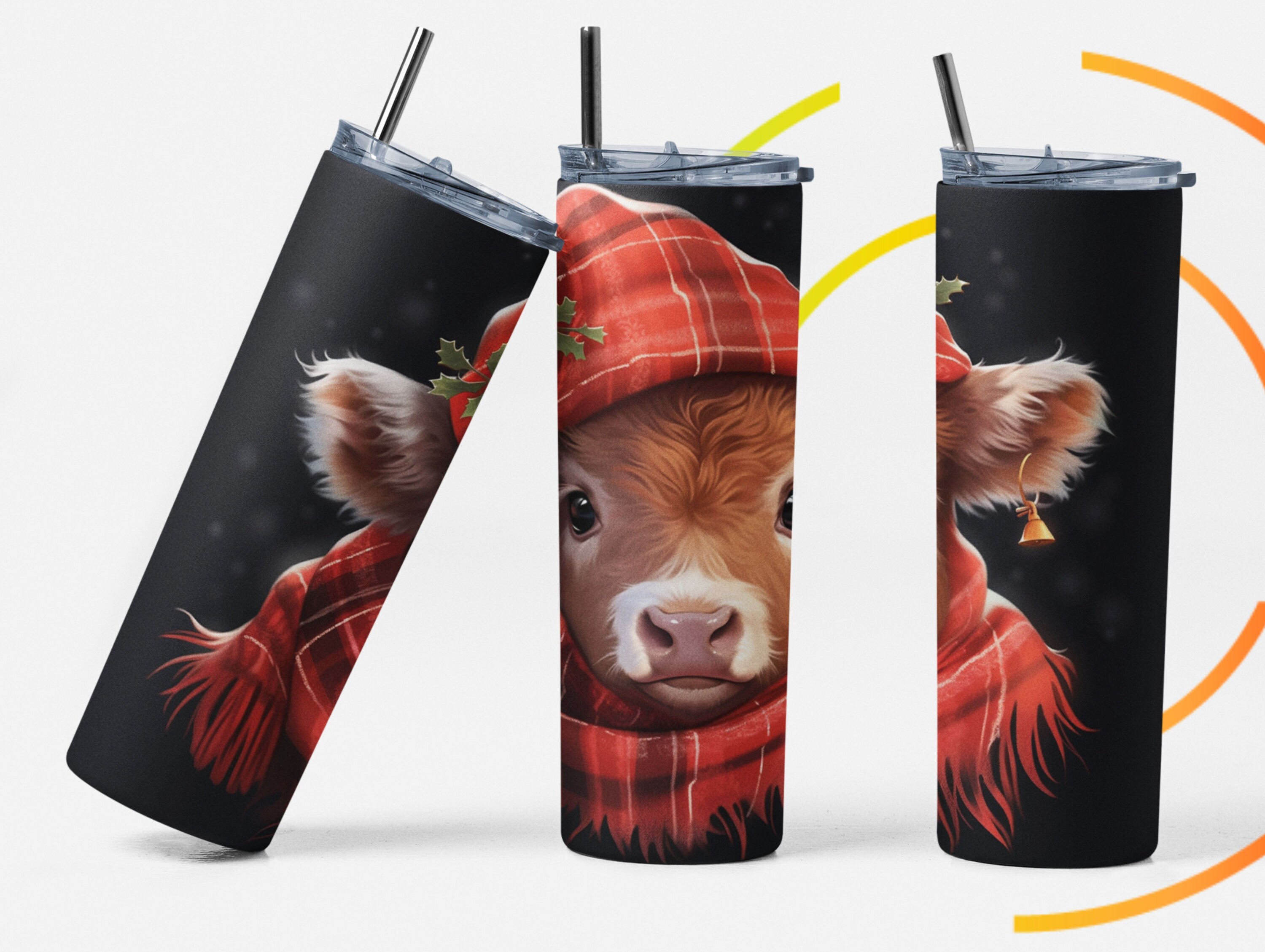 Cute Baby Highland Cow 20 Oz and 30 Oz Tumbler Wrap Sublimation Design ...