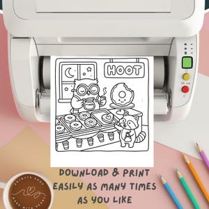 45 enkla och djärva målarbilder med söta kläder, avslappnande kawaii-mat digitala sidor, utskrivbara söta desserter för vuxna JPG digitalt bild 2